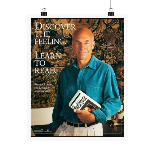 Vintage Patrick Stewart 'Discover the Feeling Learn to Read' Poster - product listing photo