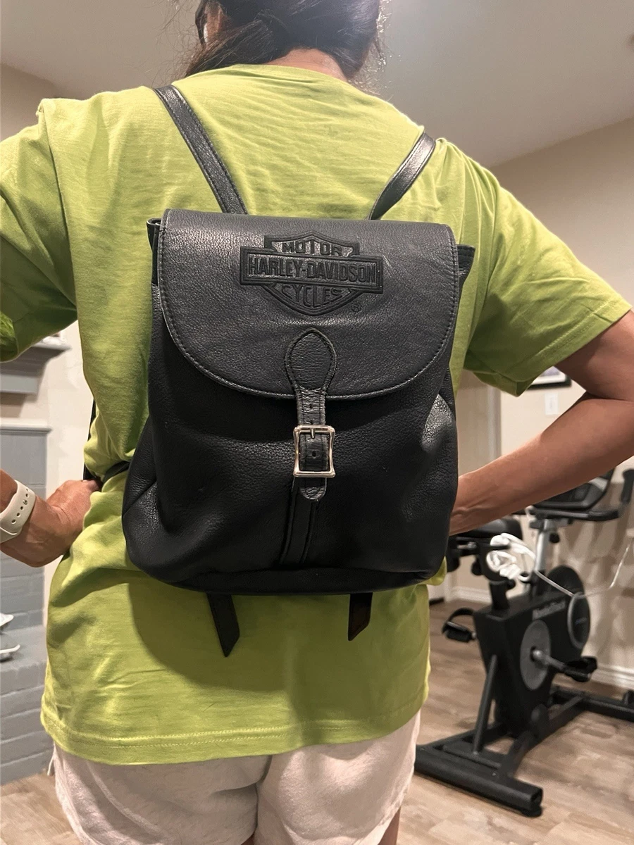 NICE* HARLEY DAVIDSON!! BLaCK Leather Backpack Purse  display picture 2