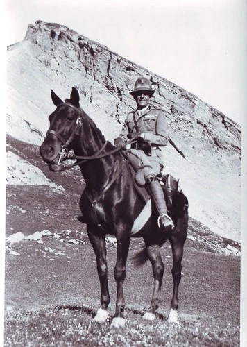 Photograph 1942 Alpine Captain of Cuneense on horseback