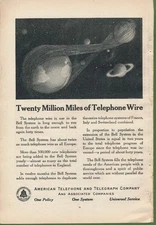 Magazine Ad - 1917 - AT&T / Bell System - 20 Million Miles - World War I