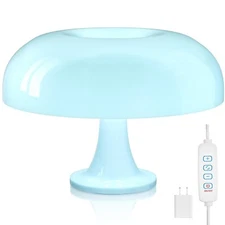 FANHAO Light Blue Mushroom Lamp, 70s Retro Midcentury Lamp for Room Aesthetic...
