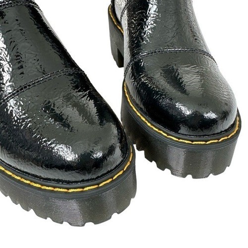 NIB Dr. Martens Rozalie Distressed Patent Melbourne Black Heeled Chelsea Boots 7 - Picture 5 of 10