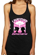 Pink Barbenheimer I Survived Pop Culture Tri-Blend Racerback Tank Top
