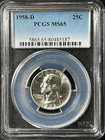 1958-D  25C Washington Quarter Dollar PCGS MS65  80485187