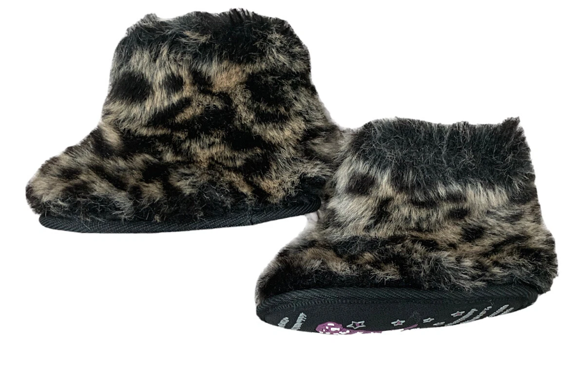 Stuart Weitzman Boots Slippers Sz 2 Bear Booties Faux Fur Animal Print