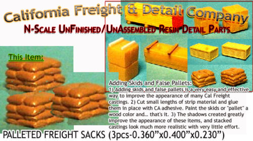 PALLETED SACKS (3pcs) N/1:160-Scale Craftsman CAL FREIGHT & Details NA0631