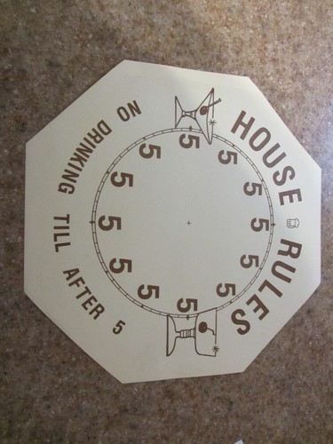 Clock Faces Vintage "House Rules- No Drinking Till After 5" - Picture 2 of 2
