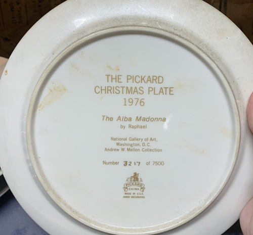 1976 Pickard Christmas Plate The Alba Madonna By Raphael National Gallery Of Art - Picture 2 of 2
