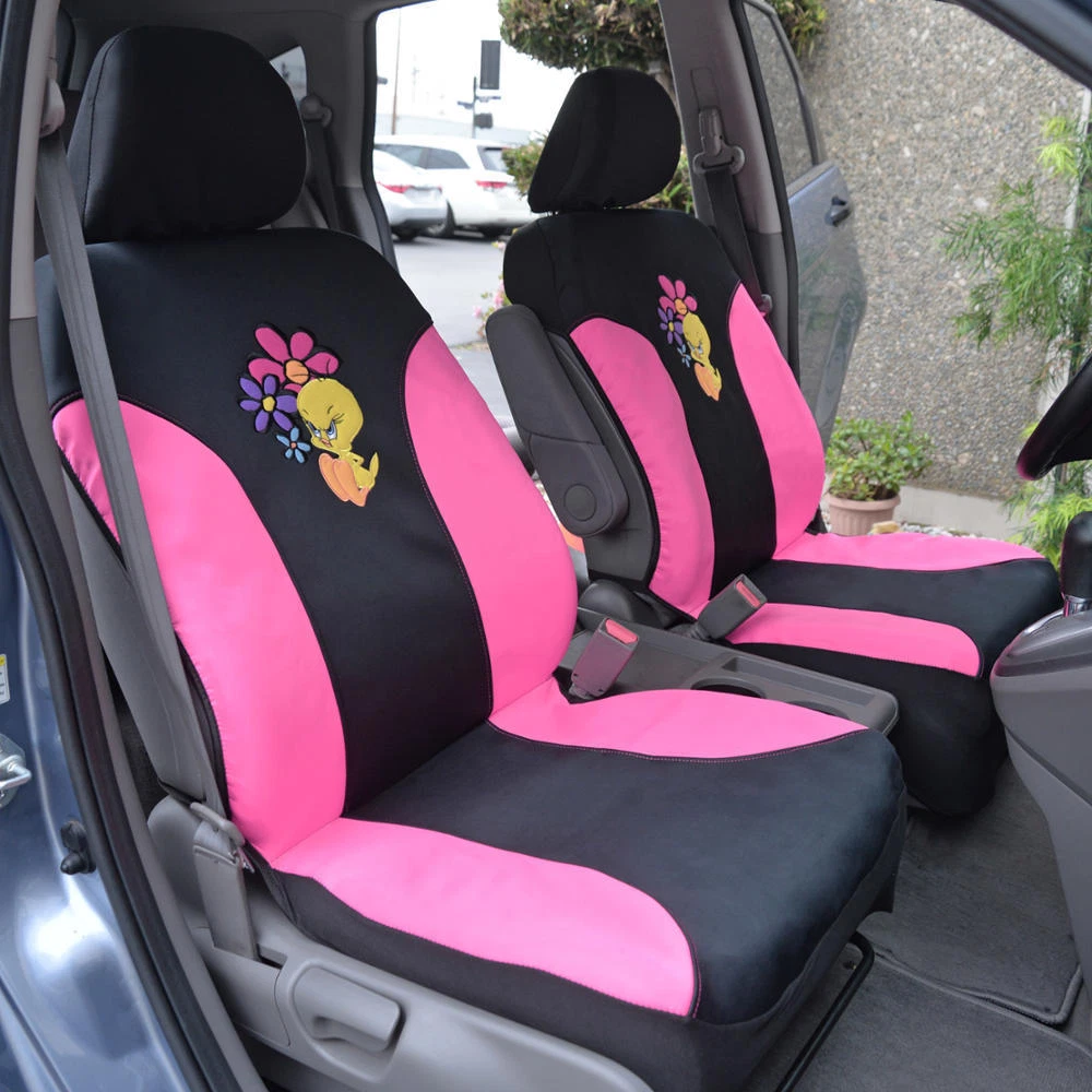 Waterproof Sassy Tweety Bird Cartoon Character Front Car Seat Covers (Pair)