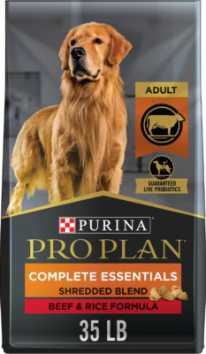 Purina Pro Plan Adult Shredded Blend Beef & Rice Formula Dry Dog Food, 35-lb bag