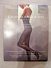 851B11 Donna Karan OB855 Hi-Waist Control Top Semi-Sheer Pantyhose Small Black