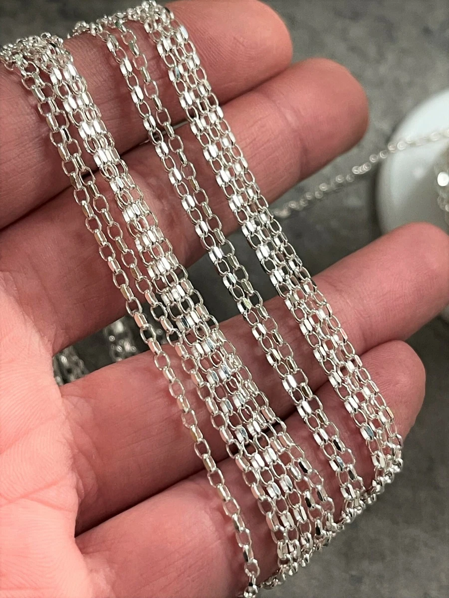 925 Sterling silver chain by the foot footage bulk DIMOND cut ROLO