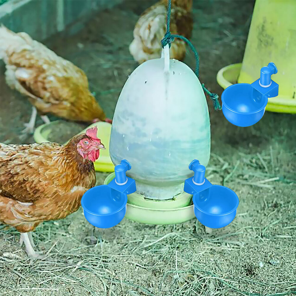 Automatic Chicken Water Cup Waterer Poultry Drinker Feeder Drinking Bowl Kit JQ