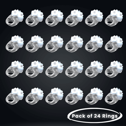 Anillos llenos de baches de jalea blanca con luz LED - Paquete de 24 por fiesta Glowz - Imagen 2 de 10