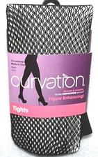 Curvation Women's Curvaceous 1-4 Black Net Figure Enhancing Tights 3010