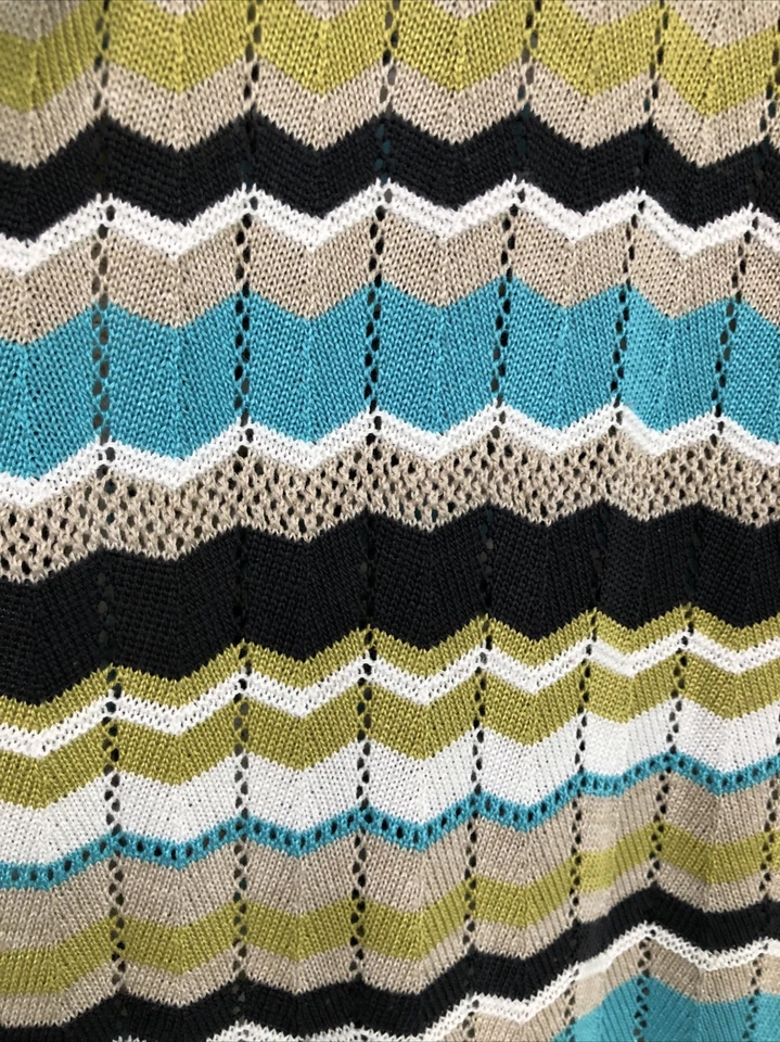 2X Plus Suéter Cárdigan Multicolor Rayas Manga Larga Elástico Abierto #100 Foto 3 de 4