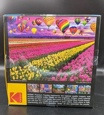 Kodak 1000 Piece Puzzle - Sunset Balloons Over Tulip Field- Verified Complete