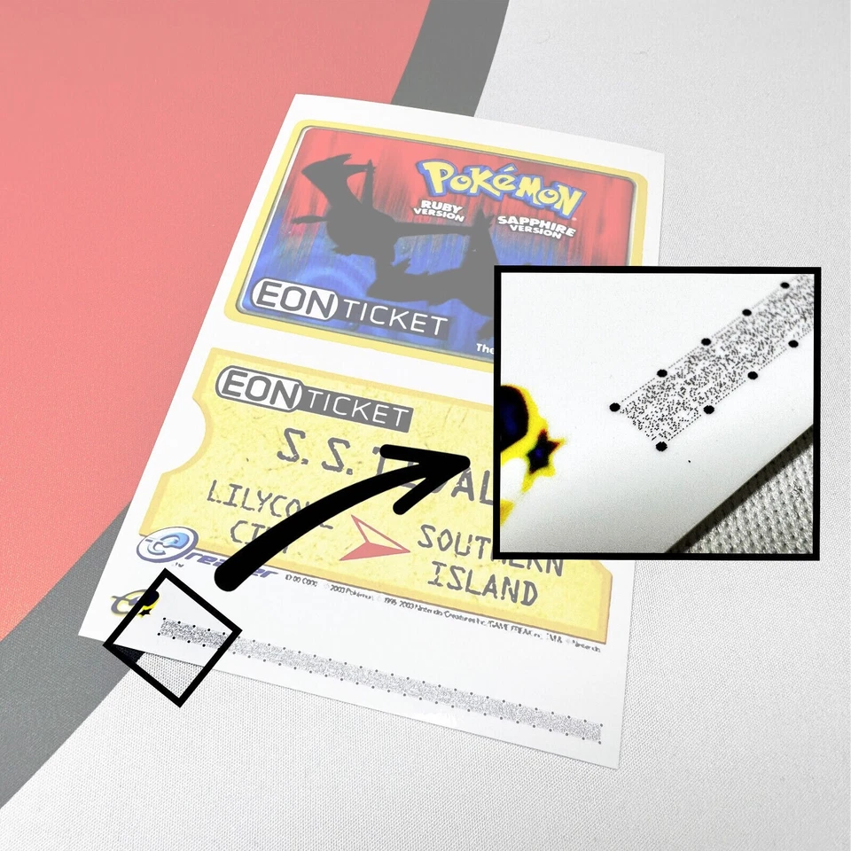 Eon Ticket - Pokemon Ruby & Sapphire e-Reader Custom Card (Read Description) - Image 2 of 4