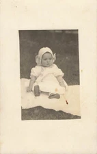 Postcard RPPC Baby Portrait Long White Dress | Named Doris, 7 Months Old