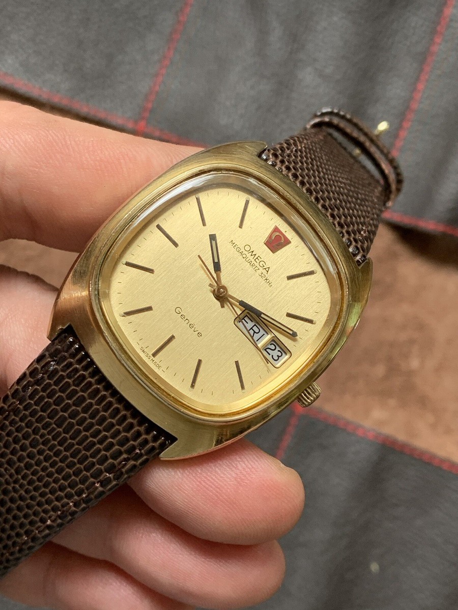 Omega Geneve Megaquartz 32KHz Mens Watch Gold Plated Swiss Made