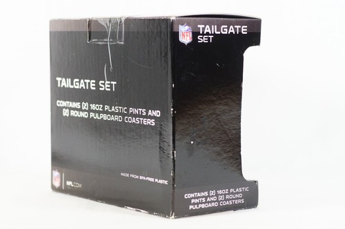 Super Bowl XLVIII Tailgate Set Plastic Pint Beer Glasses & Drink Coasters - Picture 4 of 6