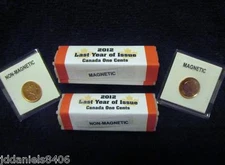 2 Rolls of 2012 Canadian Farewell To Pennies Last Year 1 Magnetic & 1 Non-Mag