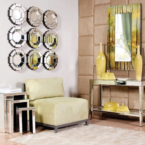 Contemporary Mirrored Console Table with Shelf - Picture 3 of 5