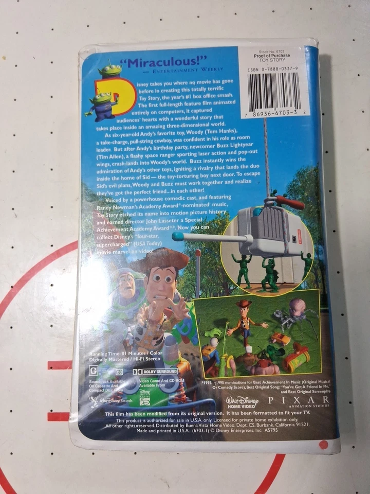 TOY STORY &  TOY STORY 2 VHS Disney Tapes & Cases Excellent With Iron-on Decal Foto 3 de 4