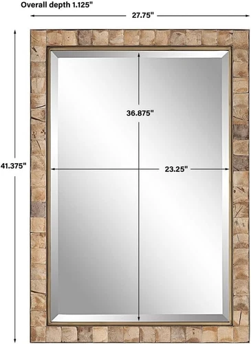 Cocos Coconut Shell Mirror - 41.38" Natural Home Decor Accent Piece - Picture 3 of 4