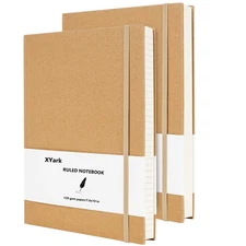 Large B5 Line Notebook Journals, College Ruled Kraft Hardcover Sketchbook Sub...