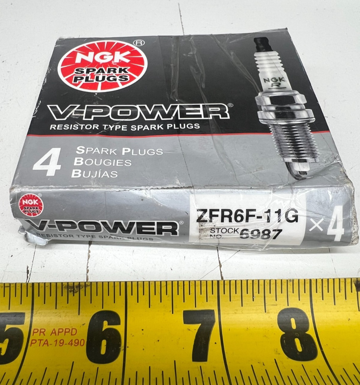 Pack of 4 NGK 6987 V-Power Spark Plug ZFR6F-11G 14mm Thread Size Gasket Seat