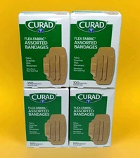 400 CURAD Flex-Fabric Assorted Bandages-Woven Stretch band-aid -4 Box Lot
