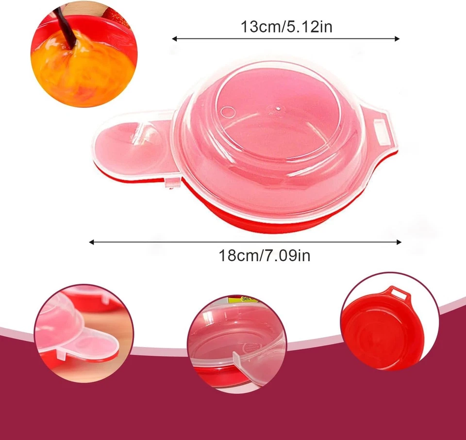 Hervidor de huevos para microondas 2 piezas magdalenas cazador furtivo huevo sándwich bandeja de desayuno Foto 3 de 4