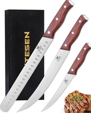 3PCS Professional Butcher Knives Set, BBQ Brisket Beef Slicing Carving Knife Ful
