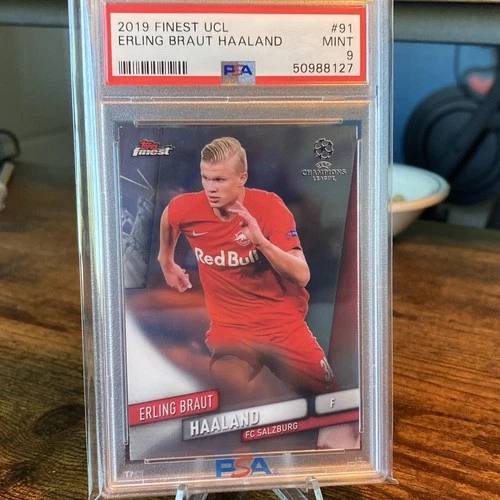Topps 2019 Finest UCL Erling Braut Haaland Rookie #91 FC Salzburg PSA 9