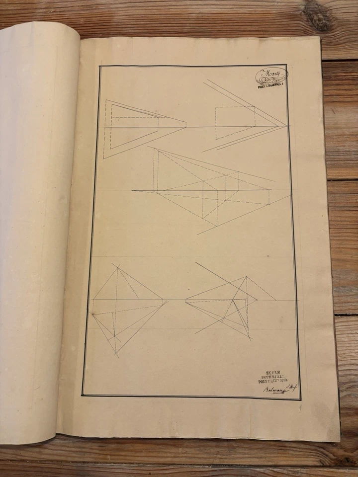 Ancien Albums Manuscrits Epures ECOLE POLYTECHNIQUE INGÉNIERIE ARCHITECTURE 1811 - Photo 3/4