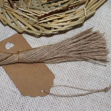 Brown String Cords 100 pcs for Paper Hang Tags 100% Linen