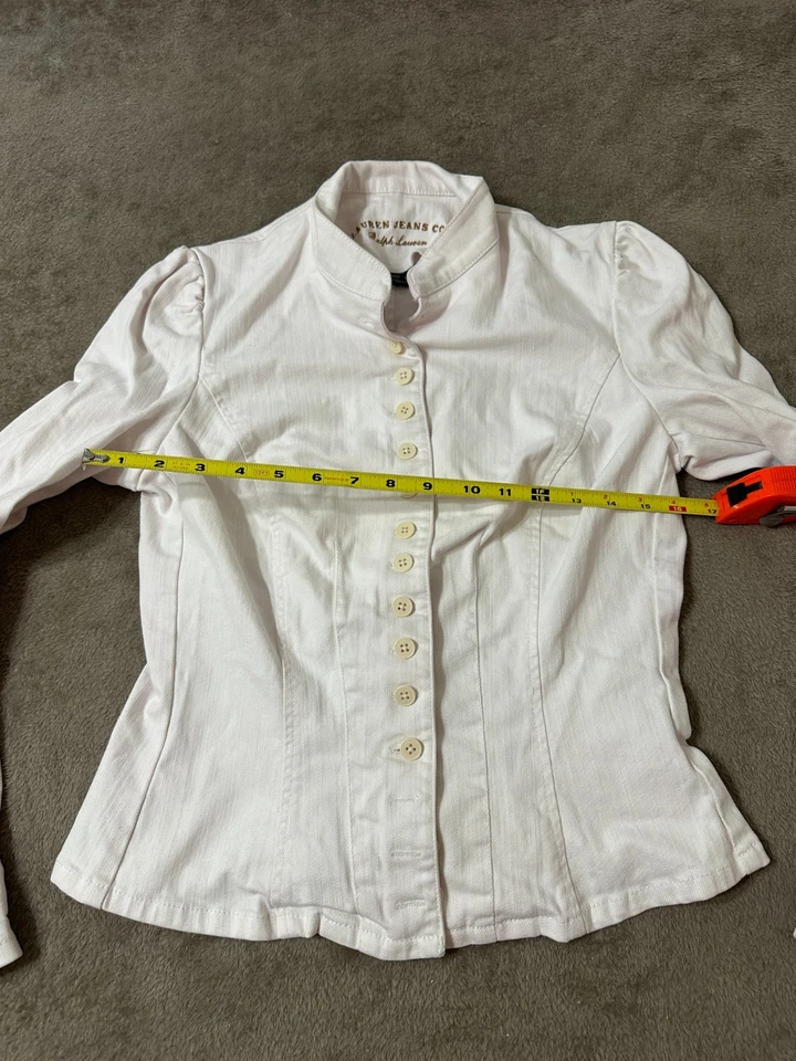 Blazer Chaqueta Denim Para Mujer De Colección Años 90 Lauren Jeans Co Ralph Lauren M Pequeño Blanco Foto 4 de 4