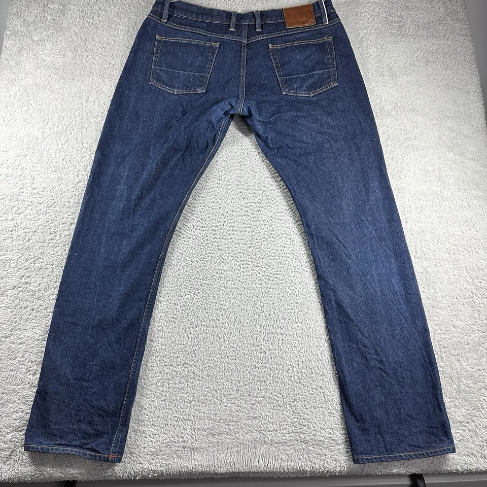 Jeans Gustin para hombre 40 ribete ajustado denim crudo lavado oscuro (se adapta a 37x33) Foto 2 de 4
