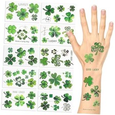 66 Pcs St. Patrick's Day Shamrock Temporary Tattoos Face Stickers, Waterproof