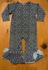 Ricrac Ruffles 18m Long Sleeve Romper Dark Blue and Light Blue Stars
