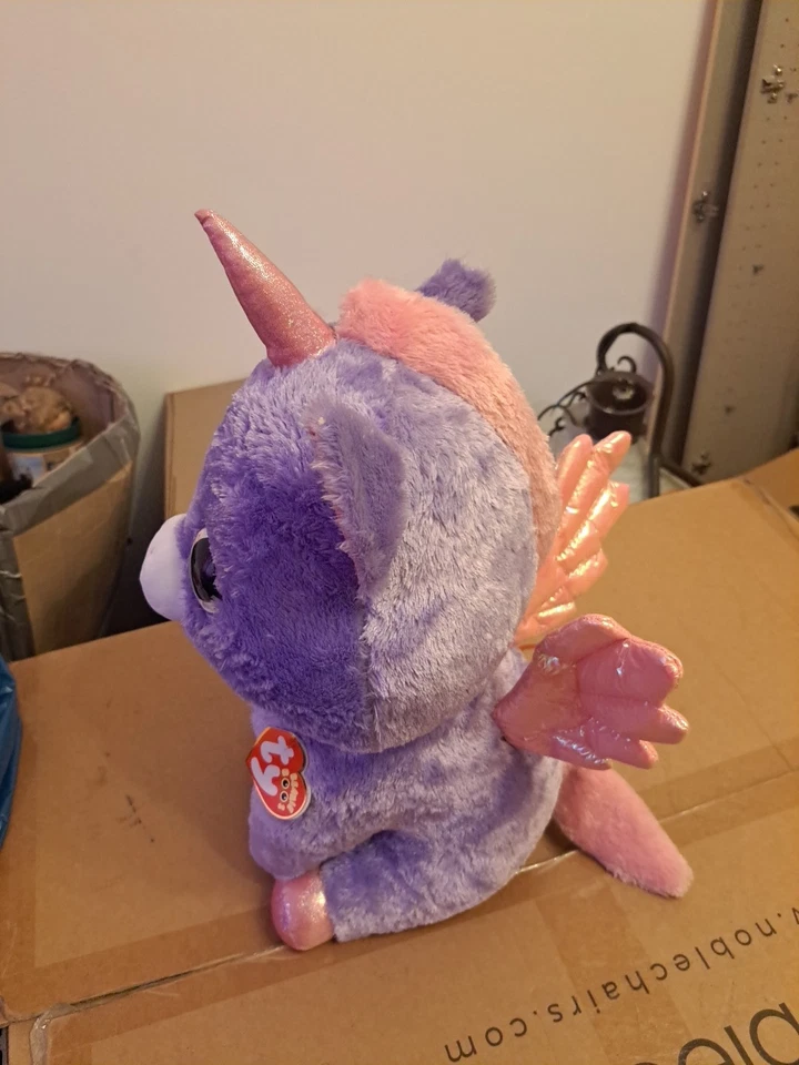 XL Ty Beanie Boos Glubschi 50 cm – Lila Pegasus Einhorn Plüschtier mit... - Bild 2 von 4