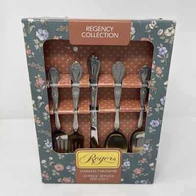 ~NIB ROGERS REGENCY COLLECTION STAINLESS TABLEWARE 40 PIECE SERVICE FOR EIGHT~