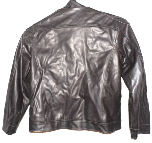Coat Vintage  Decoded Black Vegan Leather Men's Jacket Lined Biker style Large image 7