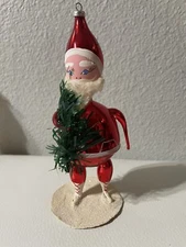 Vintage Italian Soffieria De Carlini  Blown Glass Christmas Ornament Santa