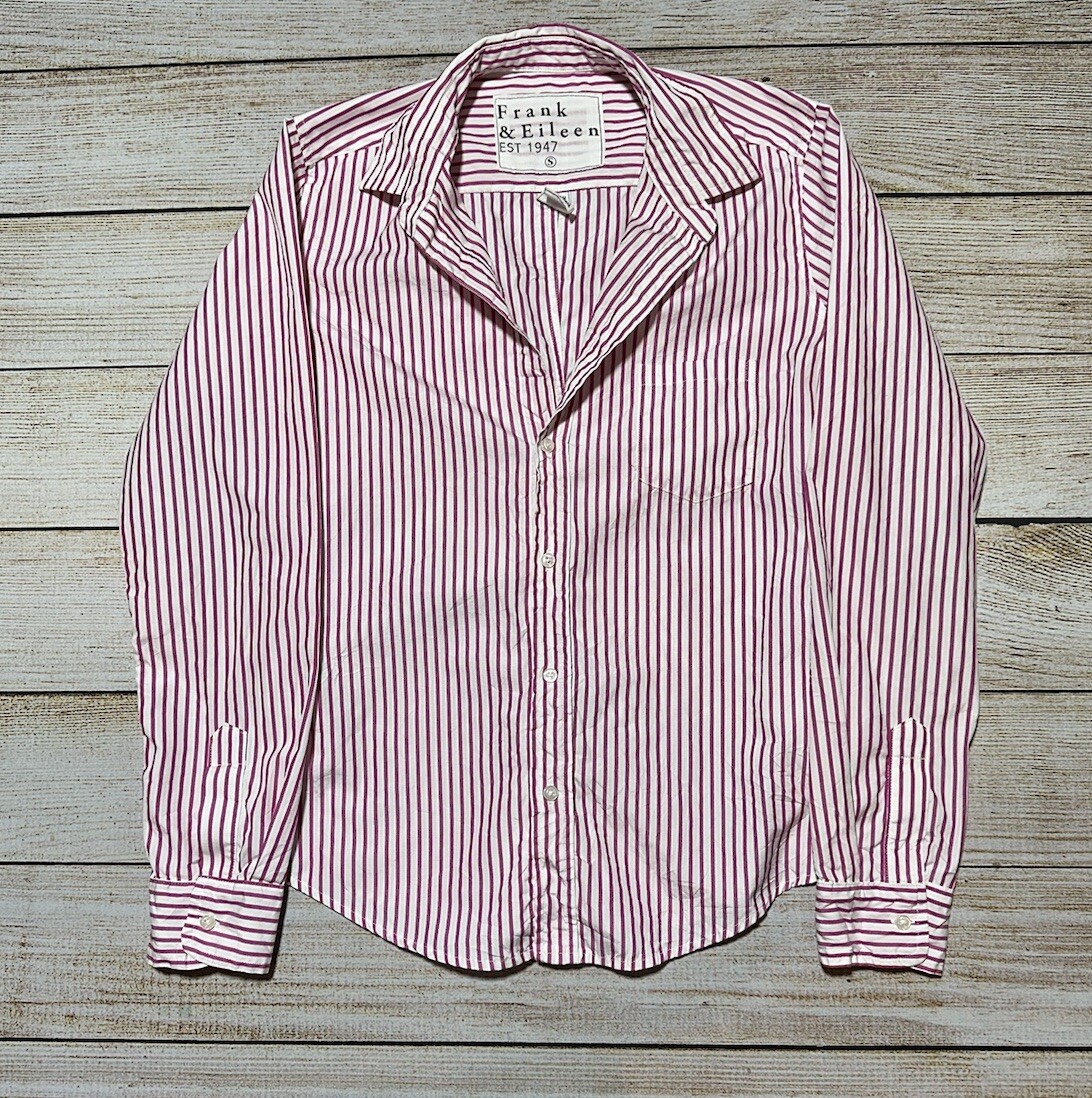 FRANK & EILEEN Shirt Womens Sz.S BARRY Pink Stripe Tailored