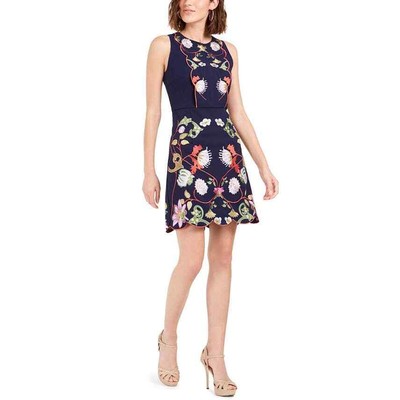 Foxiedox Iris Embroidered Dress Navy Blue Medium | eBay