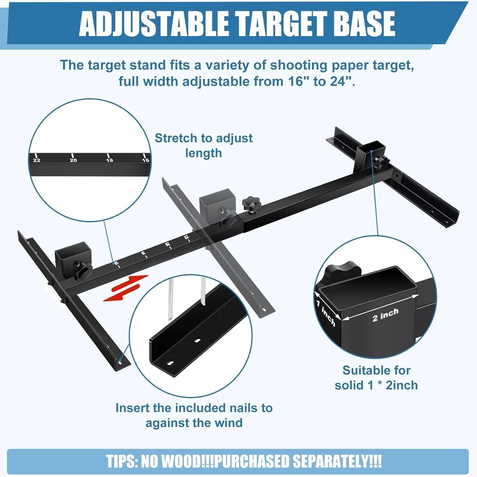 Paquete de 2 bases de soporte de objetivo de tiro de metal, soporte de objetivo de papel ajustable USPSA/IPSC Foto 3 de 4