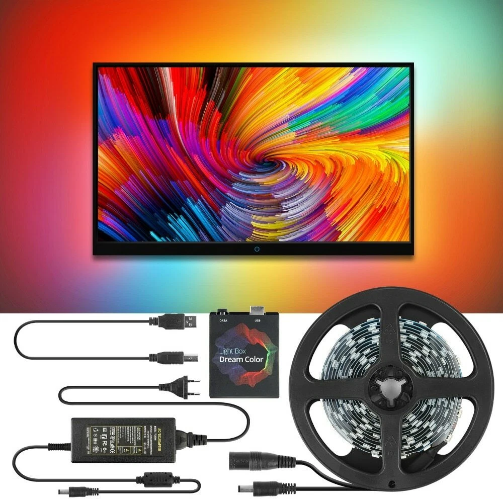 5V WS2812B USB LED Strip light 5050 RGB Dream Color Ambilight Kit for HDTV