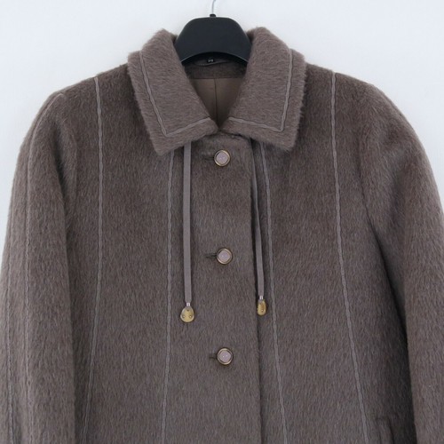 Womens Real Fur Coat Large Size US 12 EU 42 Vintage Brown Llama Alpaca Overcoat - Picture 4 of 11